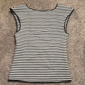 Maeve Black and White Striped Short Sleeve Top
